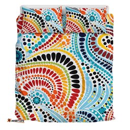 Australia Aboriginal Bedding Set - Traditional Australian Aboriginal Native Design (White) Ver 1 Bedding Set
