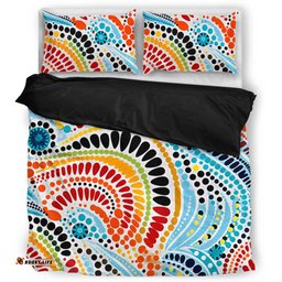 Australia Aboriginal Bedding Set - Traditional Australian Aboriginal Native Design (White) Ver 1 Bedding Set