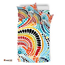 Australia Aboriginal Bedding Set - Traditional Australian Aboriginal Native Design (White) Ver 1 Bedding Set