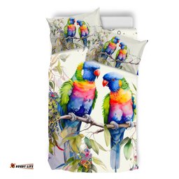 Australia Rainbow Lorikeets Bedding Set - Rainbow Lorikeets Birds Art Bedding Set