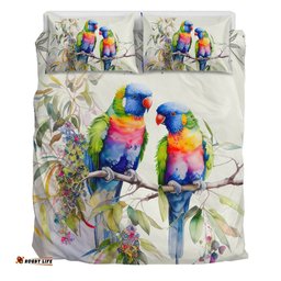 Australia Rainbow Lorikeets Bedding Set - Rainbow Lorikeets Birds Art Bedding Set