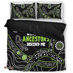 Australia Aboriginal Bedding Set - Walking with 3000 Ancestors Behind Me Black and Green Patterns Bedding Set