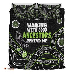 Australia Aboriginal Bedding Set - Walking with 3000 Ancestors Behind Me Black and Green Patterns Bedding Set