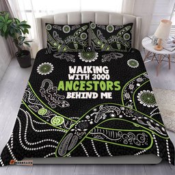 Australia Aboriginal Bedding Set - Walking with 3000 Ancestors Behind Me Black and Green Patterns Bedding Set