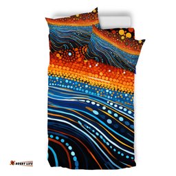 Australia Dreaming Aboriginal Bedding Set - Aboriginal Culture Indigenous Dreaming Dot Painting Art Inspired Bedding Set