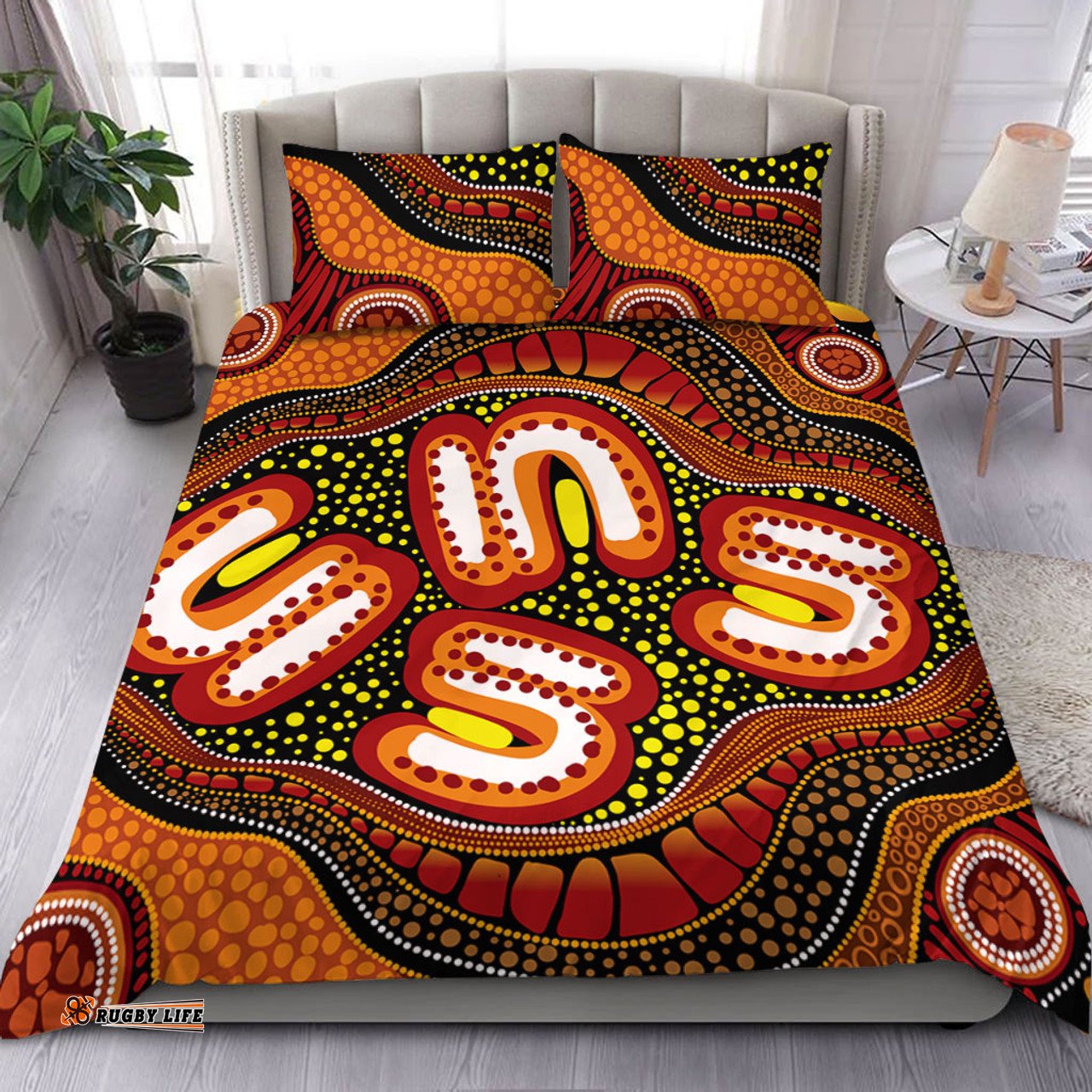 Amazing Aussie Australia Aboriginal Artwork Illustration With Dot Art Bedding Set