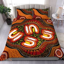 Amazing Aussie Australia Aboriginal Artwork Illustration With Dot Art Bedding Set