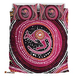 Australia Aboriginal Bedding Set - Aboriginal Background Featuring Kangaroo Dot Design Bedding Set