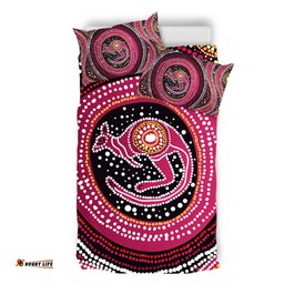 Australia Aboriginal Bedding Set - Aboriginal Background Featuring Kangaroo Dot Design Bedding Set