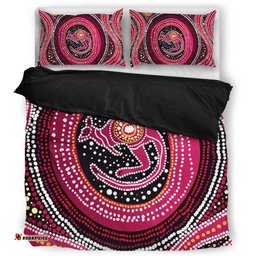Australia Aboriginal Bedding Set - Aboriginal Background Featuring Kangaroo Dot Design Bedding Set