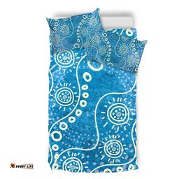 Australia Aboriginal Bedding Set - River Scene in Aboriginal Dot Art Style Bedding Set