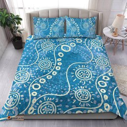 Australia Aboriginal Bedding Set - River Scene in Aboriginal Dot Art Style Bedding Set