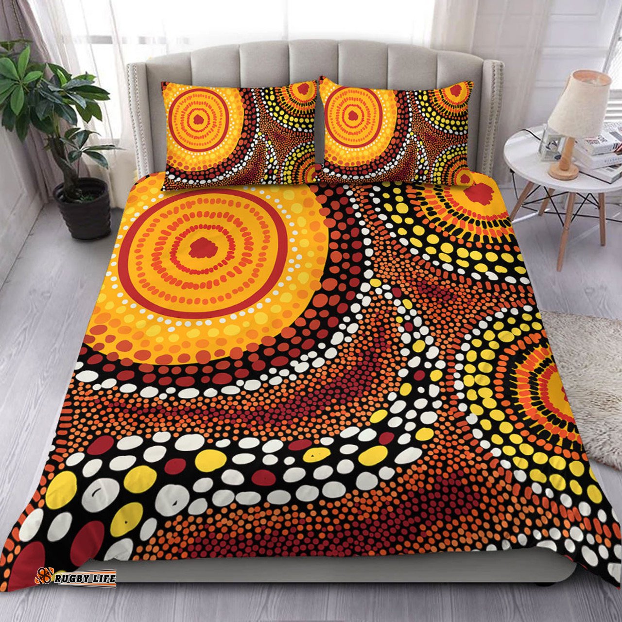 Australia Aboriginal Bedding Set - Brown Aboriginal Style Dot Art Bedding Set