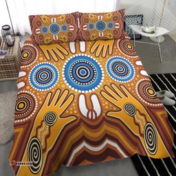 Amazing Aussie Australia Aboriginal Inspired Indigenous Dot Painting Art Orange Bedding Set