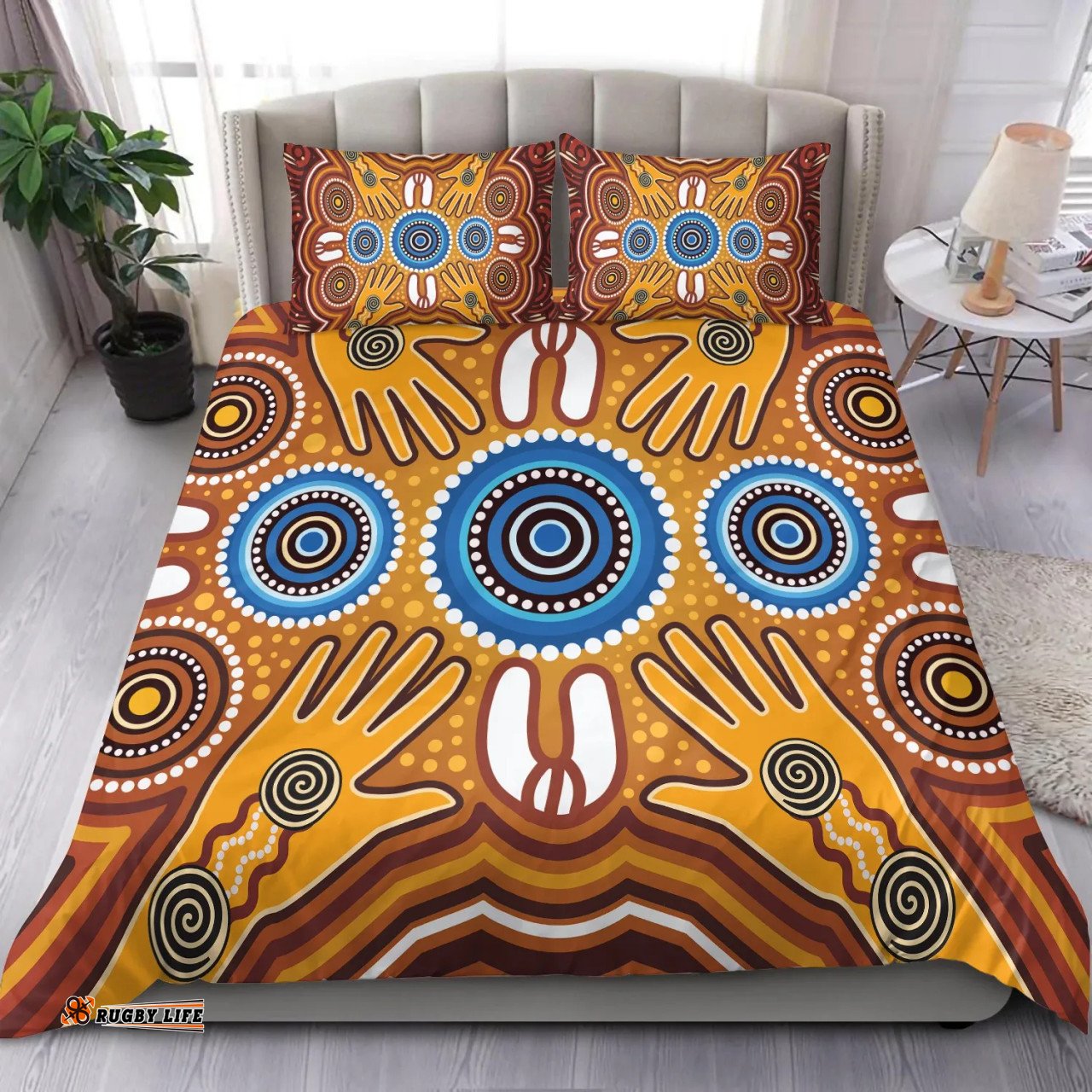 Amazing Aussie Australia Aboriginal Inspired Indigenous Dot Painting Art Orange Bedding Set