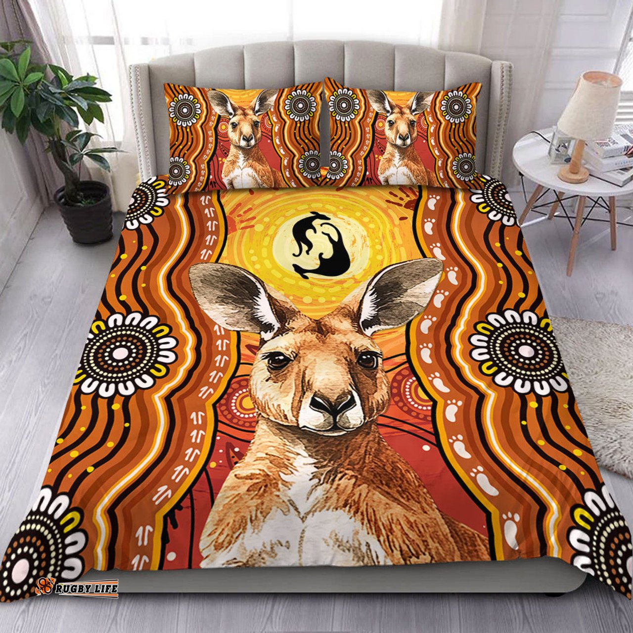 Amazing Aussie Australia Aboriginal Kangaroo Dreaming With Dot Art Bedding Set