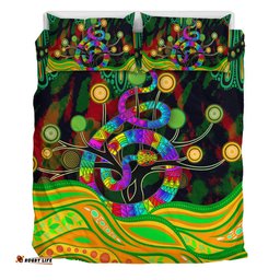 Australia Aboriginal Bedding Set - Australia Rainbow Snake And Tree Aboriginal Style Bedding Set