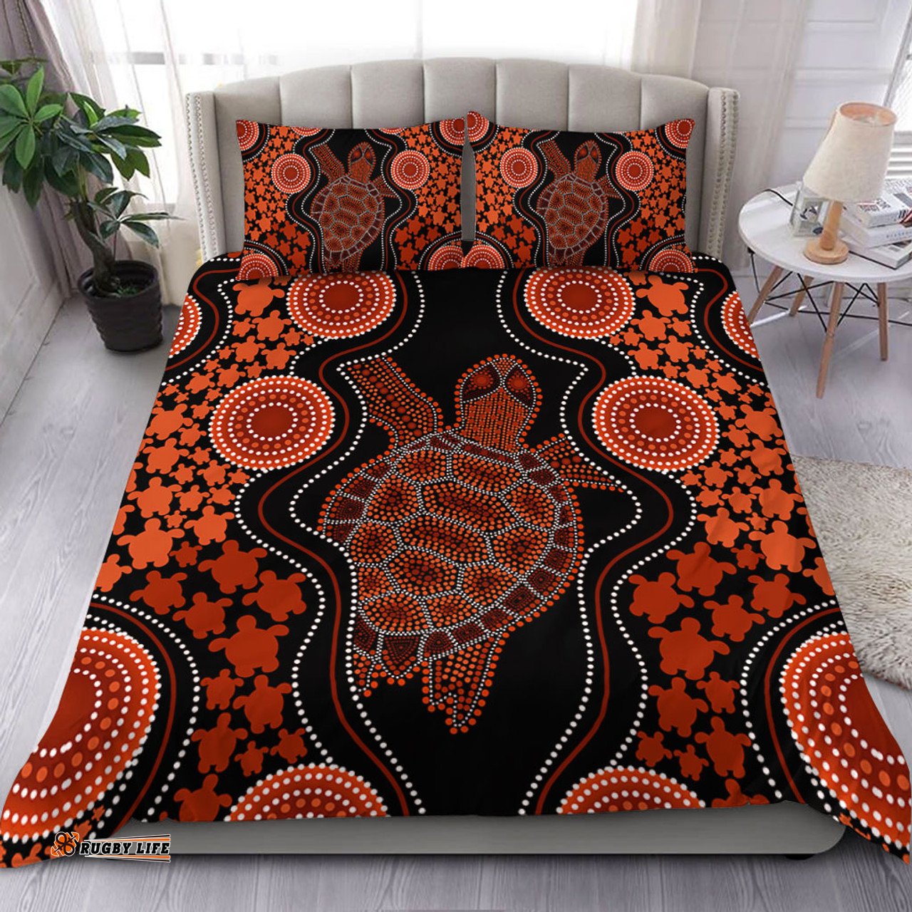 Amazing Aussie Australia Aboriginal Art Turtles Inspired Orange Bedding Set