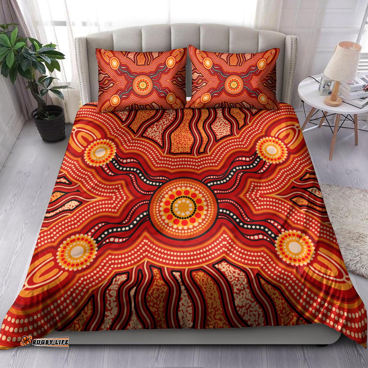 Australia Aboriginal Inspired Bedding Set - Indigenous Connection Aboiginal Inspired Dot Painting Style