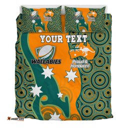 Australia Wallabies Custom Bedding Set - Custom Proud And Honoured Indigenous Aboriginal Inspired Gold Jersey Bedding Set