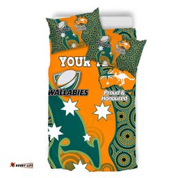 Australia Wallabies Custom Bedding Set - Custom Proud And Honoured Indigenous Aboriginal Inspired Gold Jersey Bedding Set