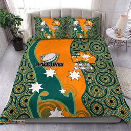 Australia Wallabies Custom Bedding Set - Custom Proud And Honoured Indigenous Aboriginal Inspired Gold Jersey Bedding Set
