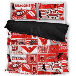 St. George Illawarra Dragons Bedding Set - Team Of Us Die Hard Fan Supporters Comic Style