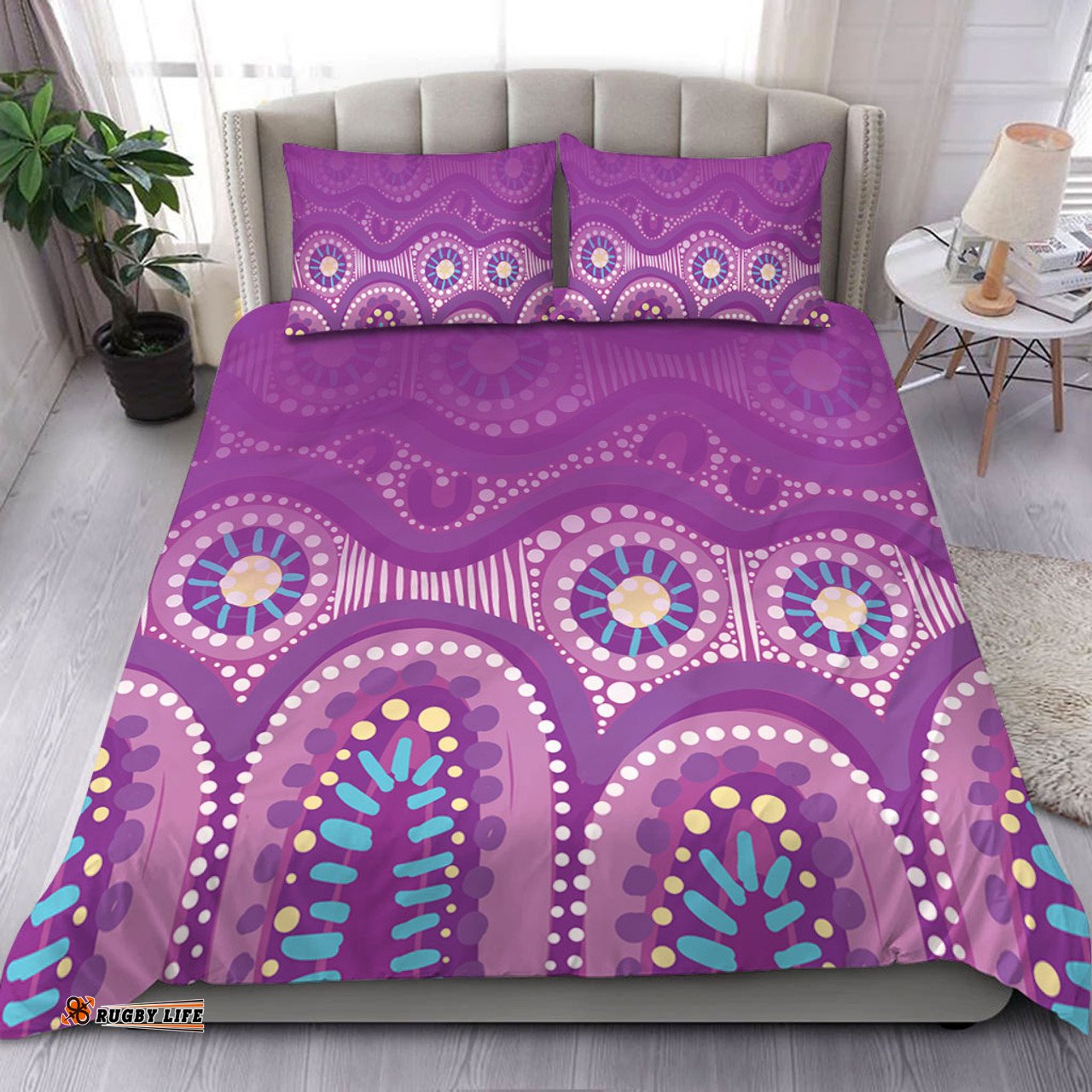 Australia Aboriginal Bedding Set - Purple Aboriginal Dot Bedding Set