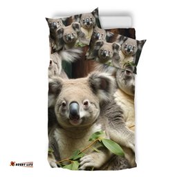 Australia Koala Bedding Set - Three Koalas with Gum Trees Ver3 Bedding Set