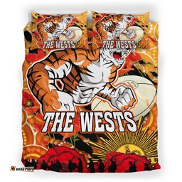 Wests Tigers Anzac Bedding Set - Anzac Aboriginal Inspired with Poppy Flower Bedding Set