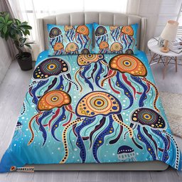 Australia Dot Painting Inspired Aboriginal Bedding Set - Jellyfish Art In Aboriginal Dot Style Bedding Set