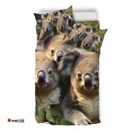 Australia Koala Bedding Set - Three Koalas with Gum Trees Ver1 Bedding Set
