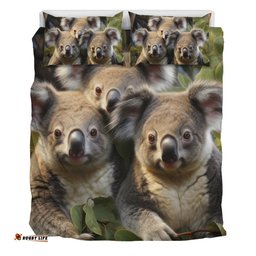 Australia Koala Bedding Set - Three Koalas with Gum Trees Ver1 Bedding Set