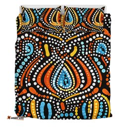 Australia Aboriginal Bedding Set - Traditional Australian Aboriginal Native Design (Black) Ver 2 Bedding Set