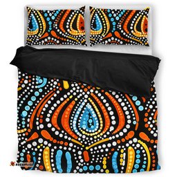 Australia Aboriginal Bedding Set - Traditional Australian Aboriginal Native Design (Black) Ver 2 Bedding Set