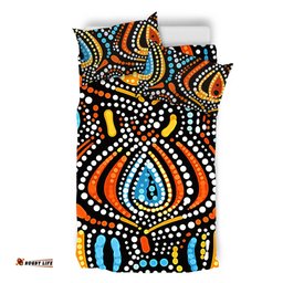 Australia Aboriginal Bedding Set - Traditional Australian Aboriginal Native Design (Black) Ver 2 Bedding Set