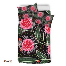 Australia Flowers Aboriginal Bedding Set - Aboriginal Style Australian Hakea Flower Bedding Set