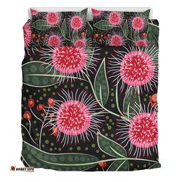 Australia Flowers Aboriginal Bedding Set - Aboriginal Style Australian Hakea Flower Bedding Set
