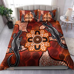 Australia Aboriginal Inspired Bedding Set - Lizard Art Aboriginal Inspired Dot Painting Style