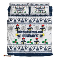 North Queensland Cowboys Christmas Bedding Set - North Queensland Cowboys Special Ugly Christmas Bedding Set