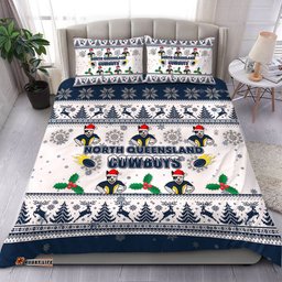 North Queensland Cowboys Christmas Bedding Set - North Queensland Cowboys Special Ugly Christmas Bedding Set
