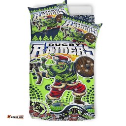 Canberra Raiders Christmas Bedding Set - Custom Merry Viking Canberra Raiders Christmas Indigenous Bedding Set