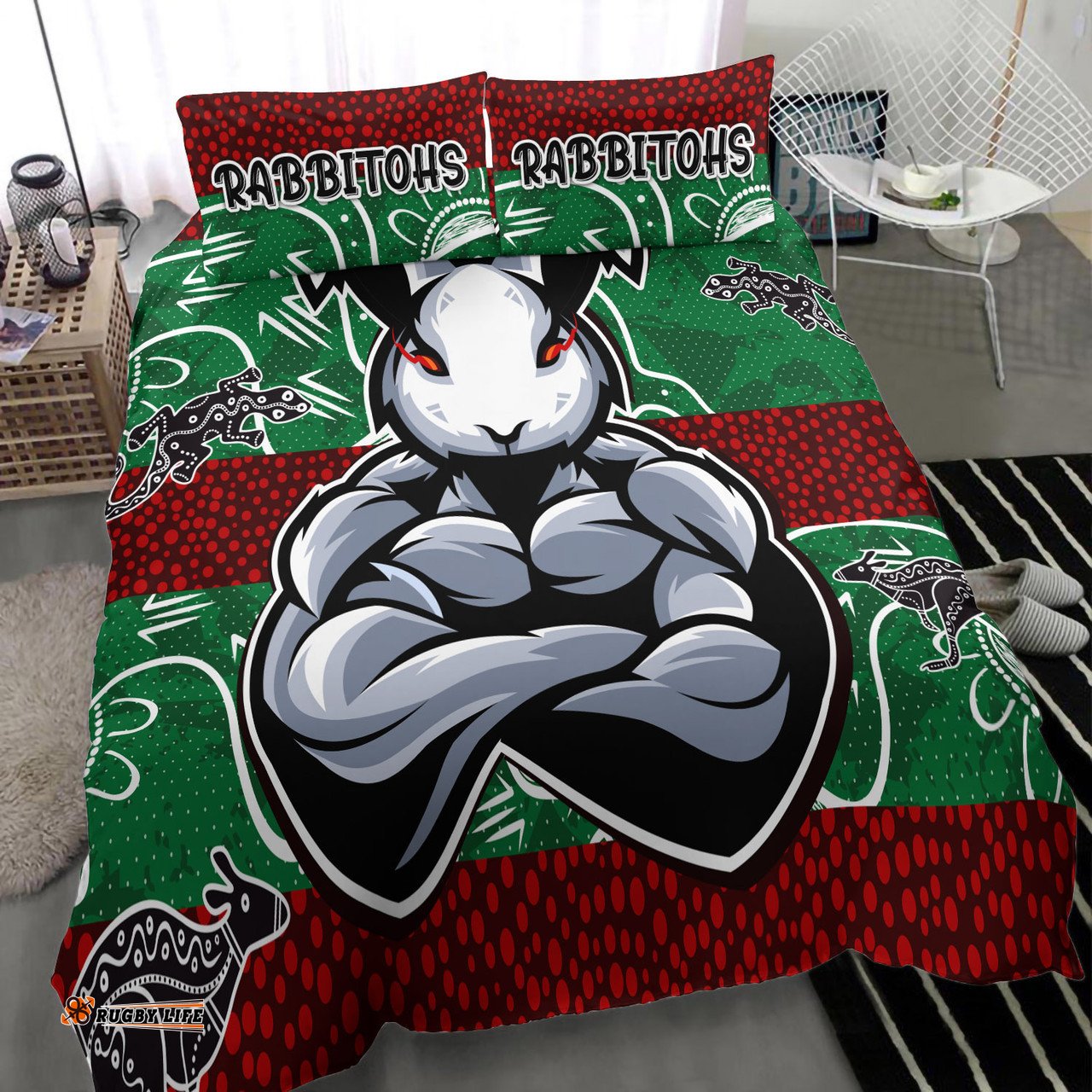 Amazing Aussie Australia Rabbitohs Custom Indigenous Super Australia Rabbitohs Bedding Set