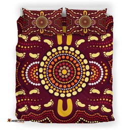 Australia Aboriginal Inspired Bedding Set - Foots Print Aboiginal Inspired Dot Painting Style