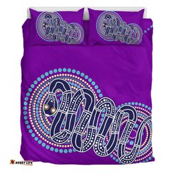 Australia Aboriginal Bedding Set - Purple Rainbow Serpent Dreaming Inspired Bedding Set