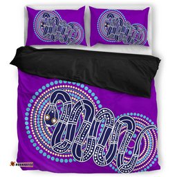 Australia Aboriginal Bedding Set - Purple Rainbow Serpent Dreaming Inspired Bedding Set