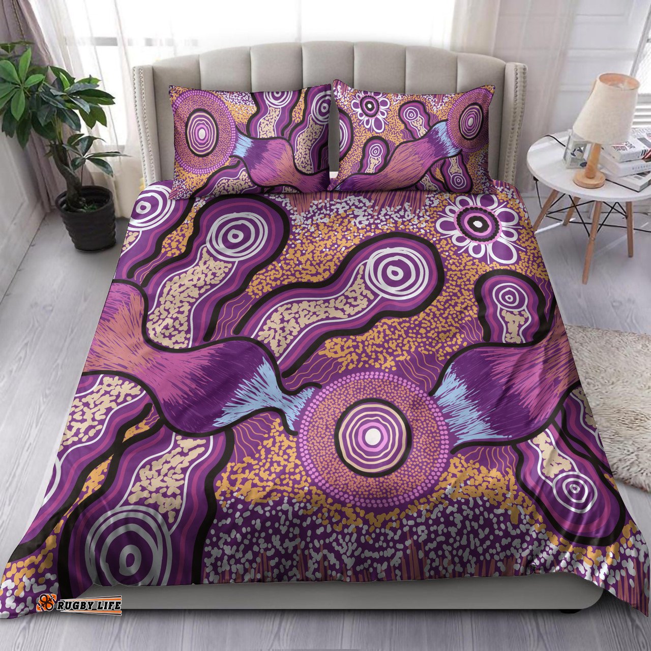 Australia Aboriginal Inspired Bedding Set - Indigenous Art Aboriginal Inspired Dot Painting Style
