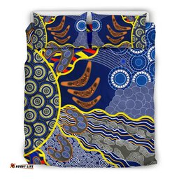 Australia Aboriginal Inspired Bedding Set - Australian Boomerang Dot Painting Art