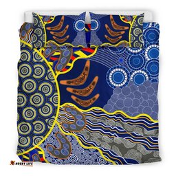 Australia Aboriginal Inspired Bedding Set - Australian Boomerang Dot Painting Art