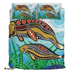 Australia Aboriginal Bedding Set - Dugong Aboriginal Artwork With Mother And Baby
 Bedding Set